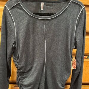 Free People Movement Charcoal Gray Long Sleeve Women's Top